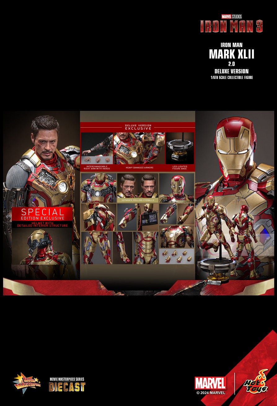 HOT TOYS IRONMAN III TONY STARK MARK XLII 2.0 DELUXE SPECIAL MMS759D66B
