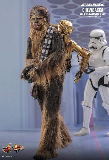 HOT TOYS STAR WARS EP V CHEWBACCA WITH DISASSEMBLED C-3PO MMS766