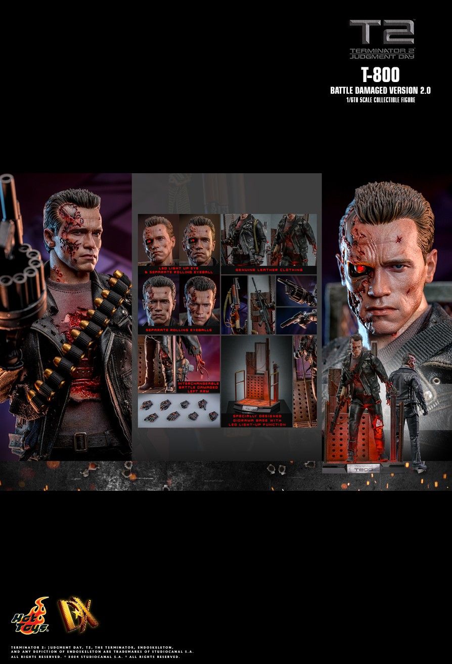 HOT TOYS TERMINATOR 2 JUDGEMENT DAY T-800 BATTLE DAMAGED VERSION 2.0 DX-46